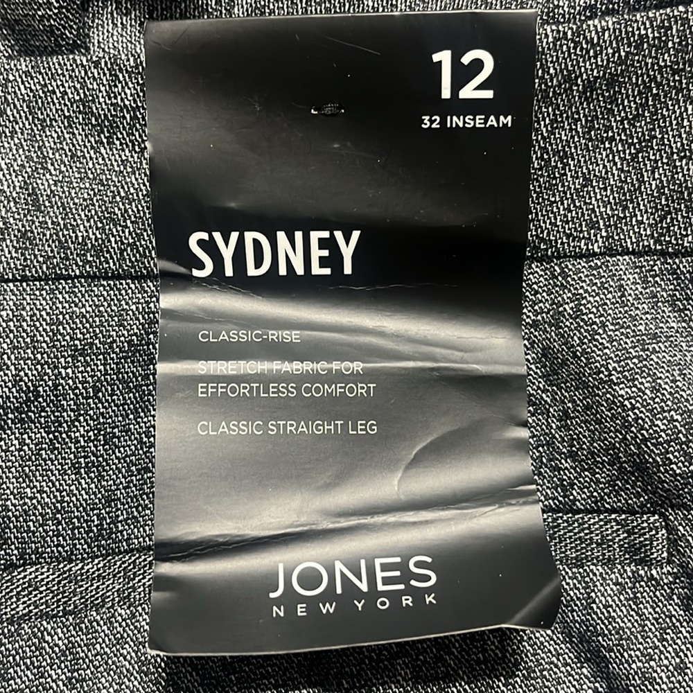 Jones NY Pants Sz 12 SYDNEY Gray Office Career Closet Staple Stretch Comfort - Picture 9 of 10